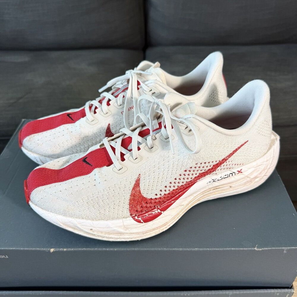 Nike ZoomX Pegasus Plus Running Shoes Platinum Tint/Red FQ7262-003 Men's Size 9
